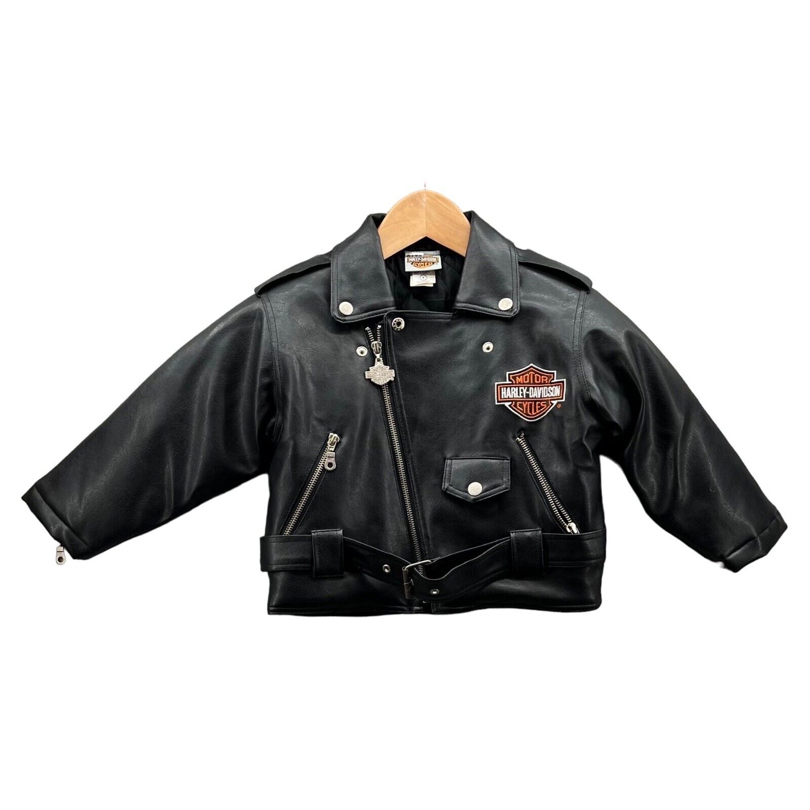 Harley Davidson Jacket Kids Size 4 Black Motorcycle Biker Faux Leather