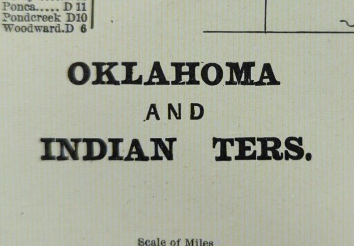 Vintage 1900 OKLAHOMA INDIAN NATIONS Map 14\