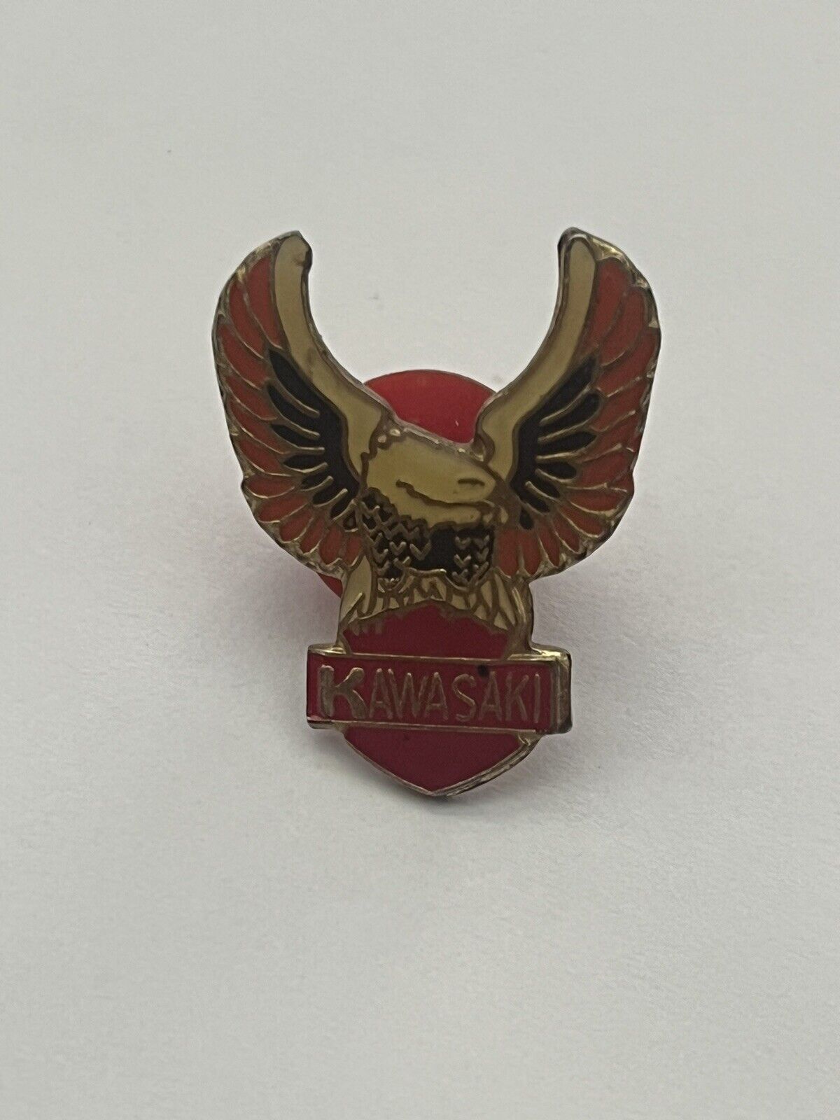 Kawasaki Motorcycle Emblem Pin Eagle With Logo Vintage Original Brassy Gold Tone