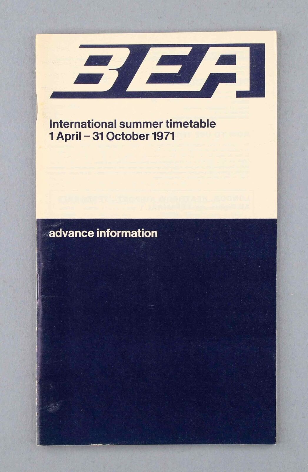 BEA BRITISH EUROPEAN AIRWAYS INTERNATIONAL ADVANCE AIRLINE TIMETABLE SUMMER 1971