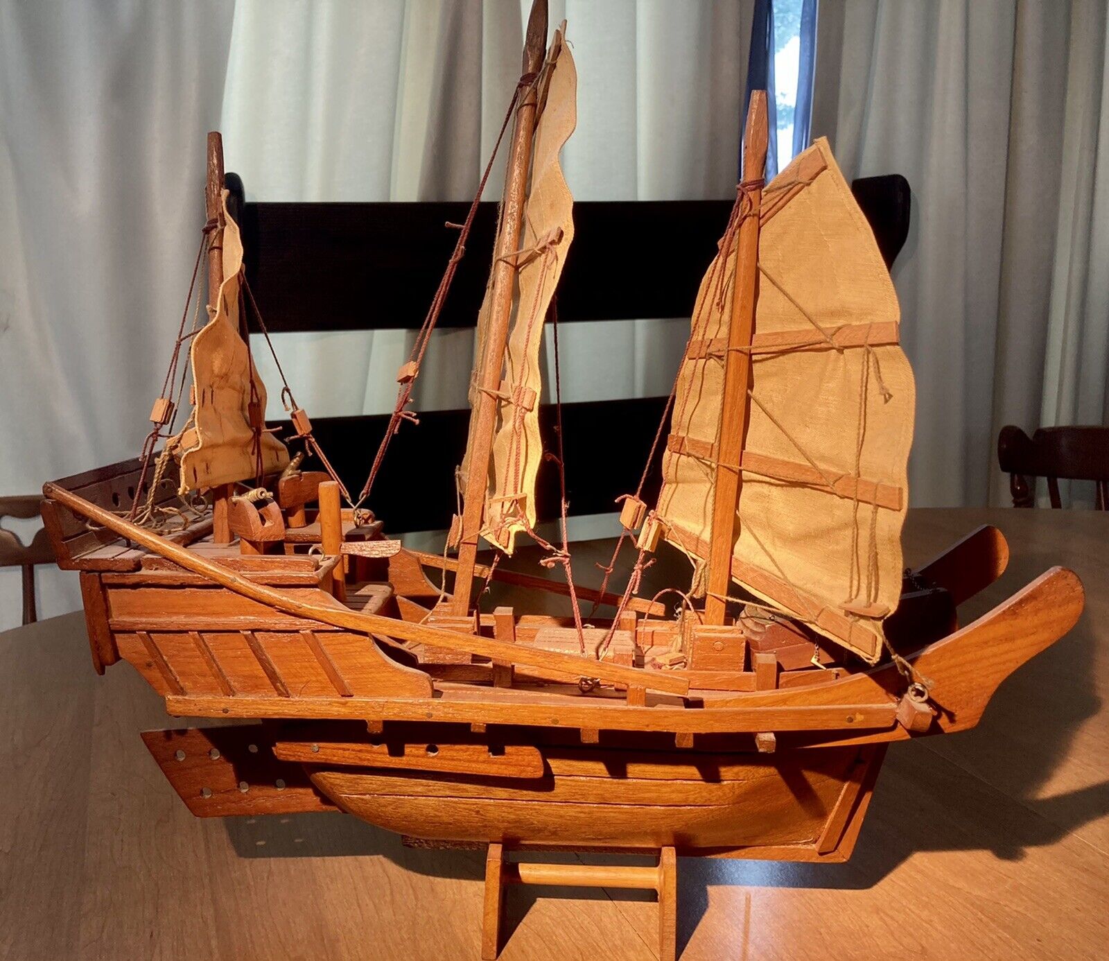 Vintage Handmade Wood Ship Model Boat
