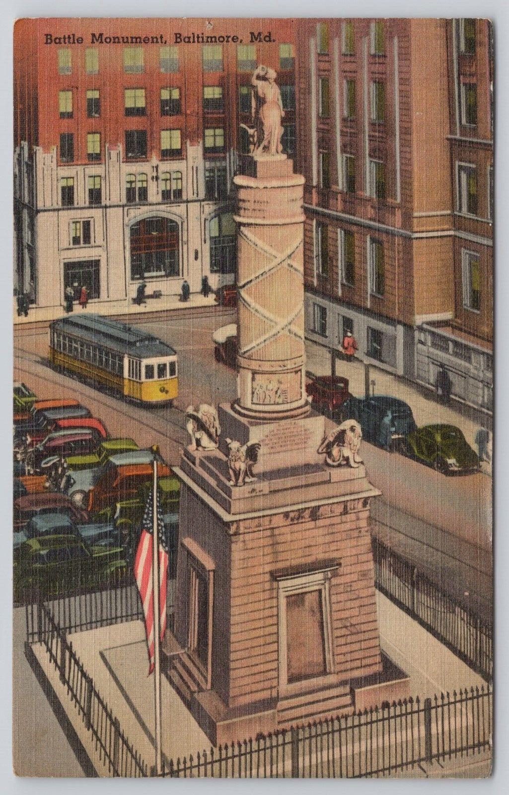 Postcard Battle monument, Baltimore, Maryland