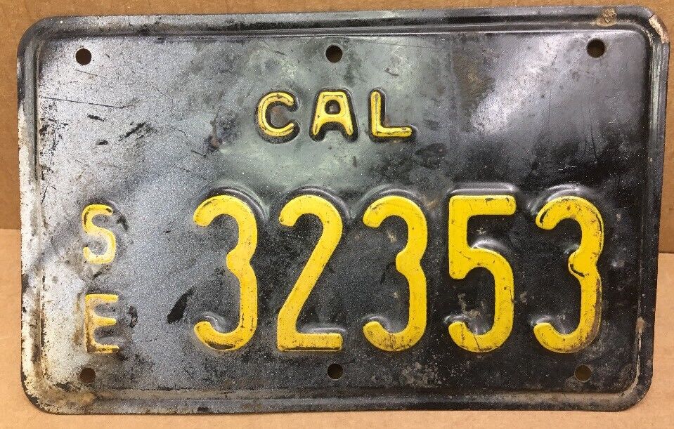 1963 Special Equipment DMV CLEAR CALIFORNIA LICENSE PLATE ( Se-32353 )