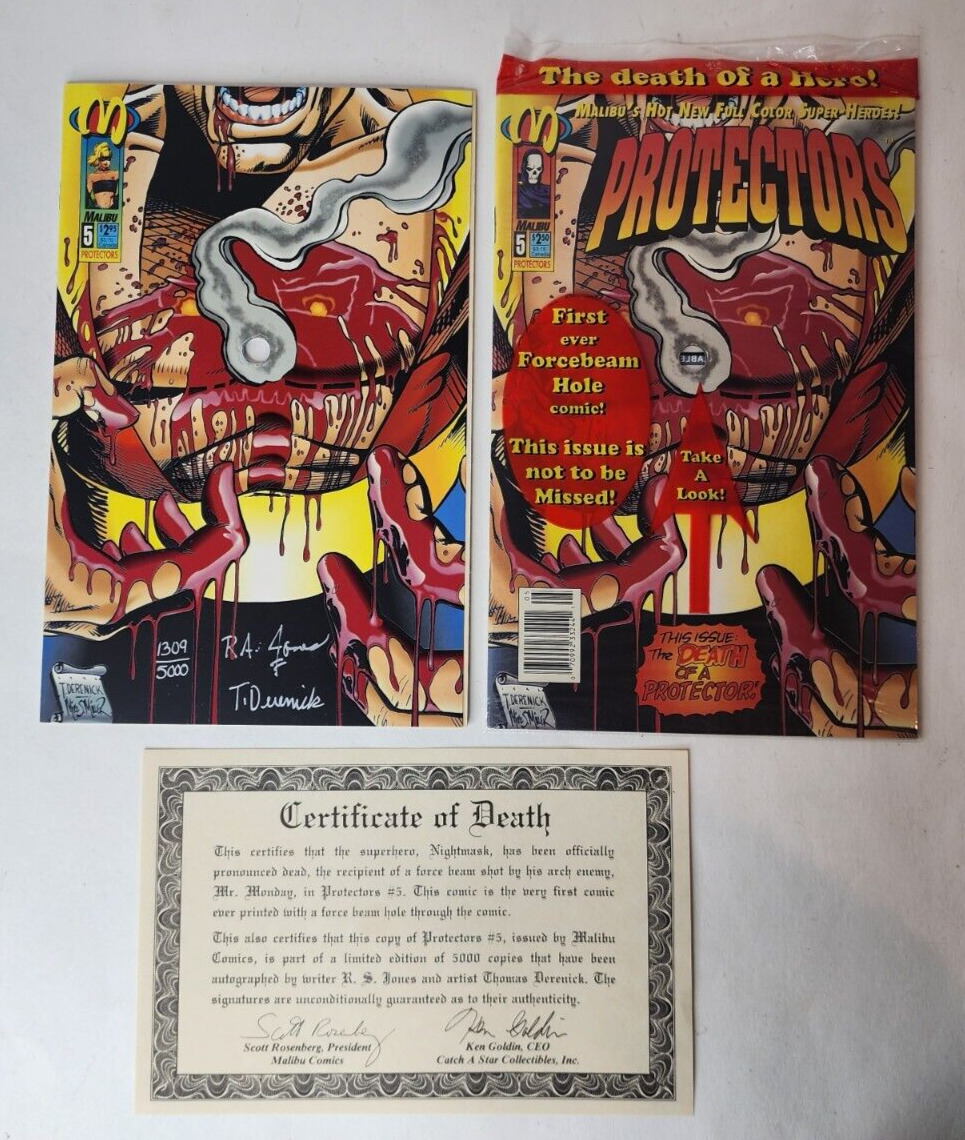 Protectors #5 Malibu Comics Autographed x 2, Jones & Derenick w/ Certificate