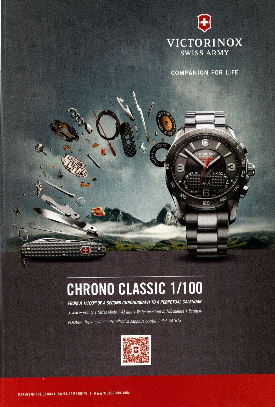 Victorinox Swiss Army 1/100th Second Chrono 241616 Original A4 Print Ad