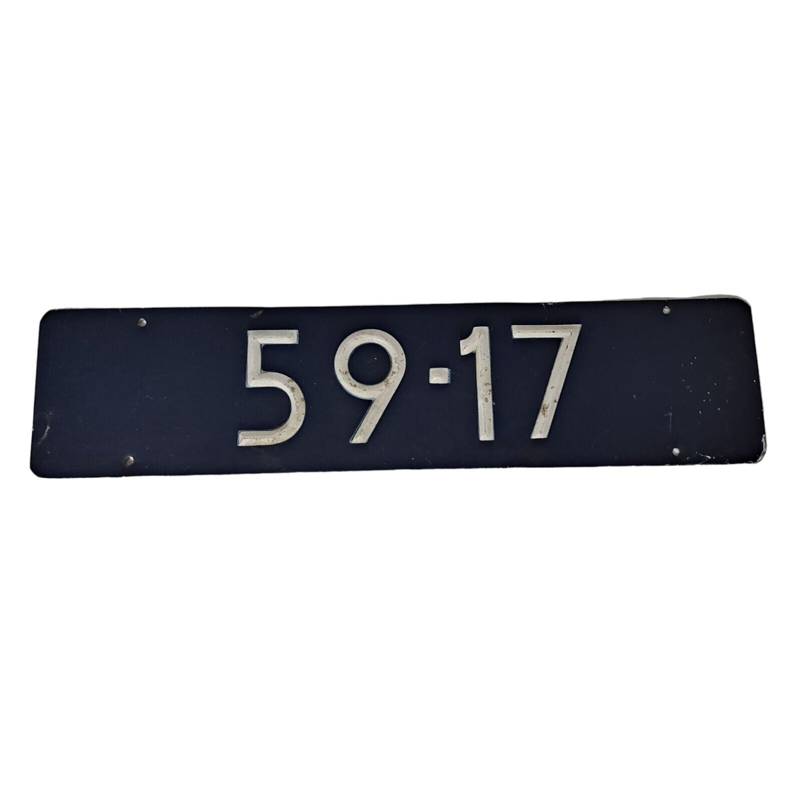 Vintage European License Plate 59-17 Blue White Emboss Man Cave Wall Decoration
