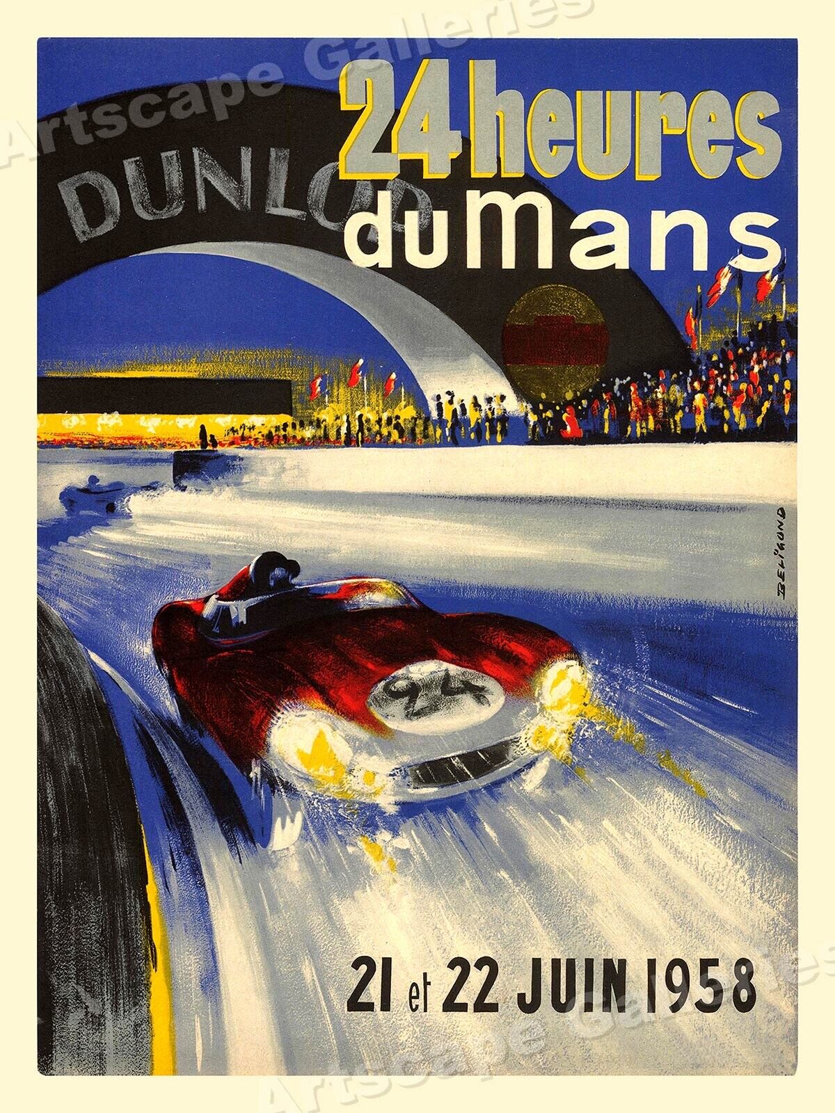 Le Mans France 1958 Vintage Style Classic Race Car Poster - 20x28