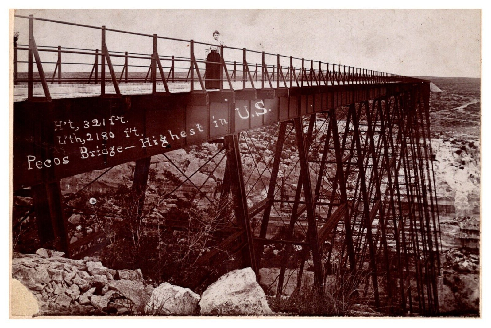 Union Pacific Railroad ~ PECOS RIVER HIGH BRIDGE cabinet card, Langtry  comstock