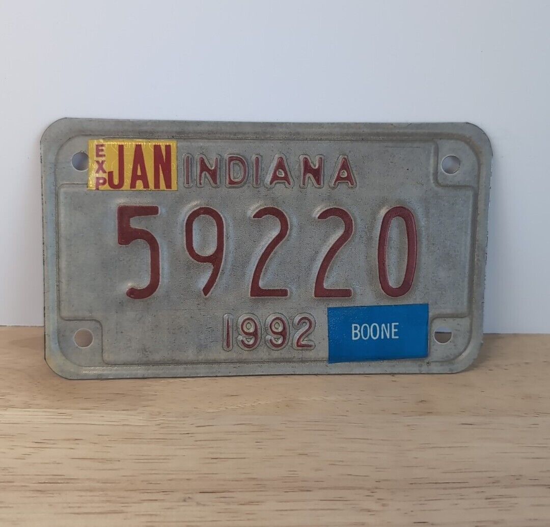 Indiana Motorcycle License Plate 1992 59220