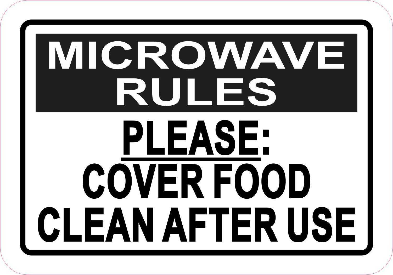 5in x 3.5in Microwave Rules Vinyl Sticker Business Sign Decal