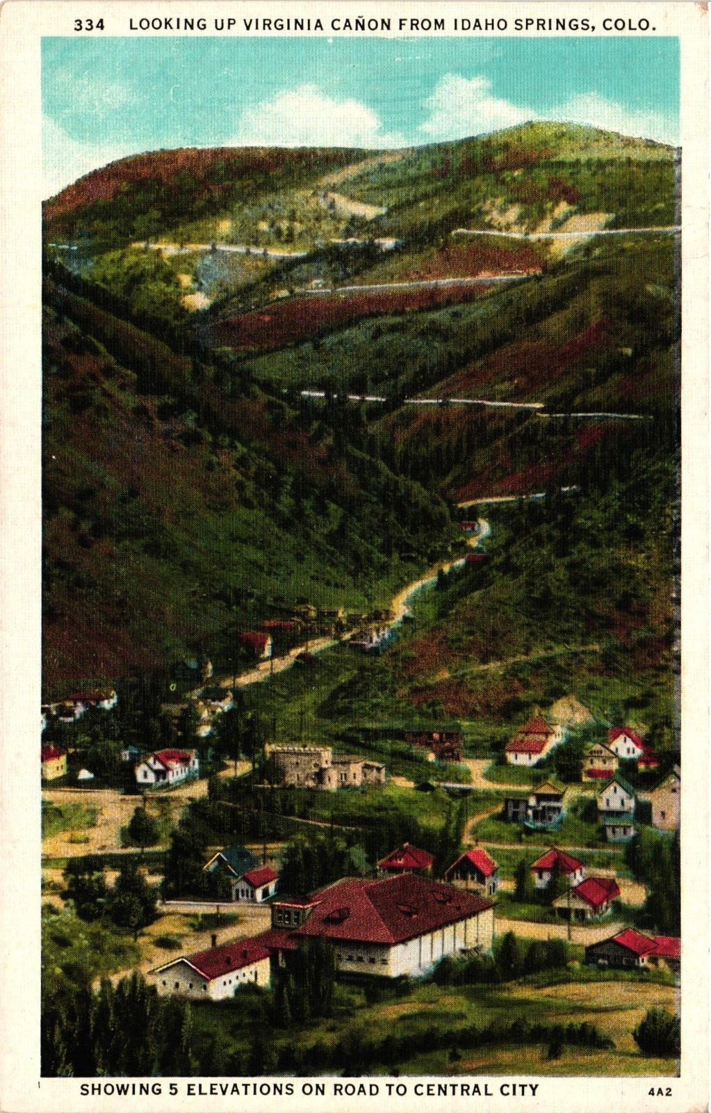 Looking Up Virginia Canon From Idaho Springs Colorado C1930 Vintage Postcard