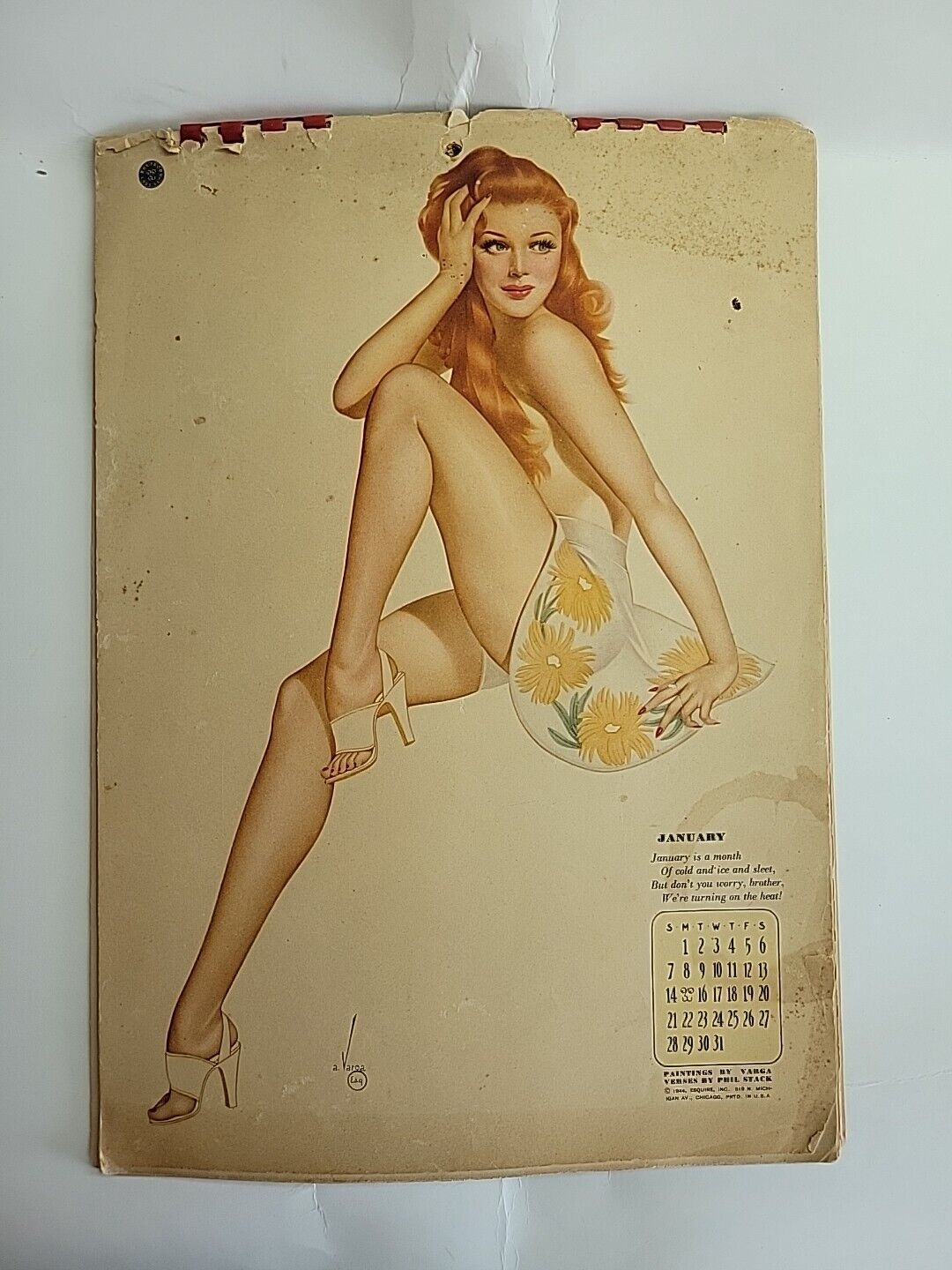 Original 1944 Esquire Varga Calendar. Doesn't Have The Folder Otherwise complete