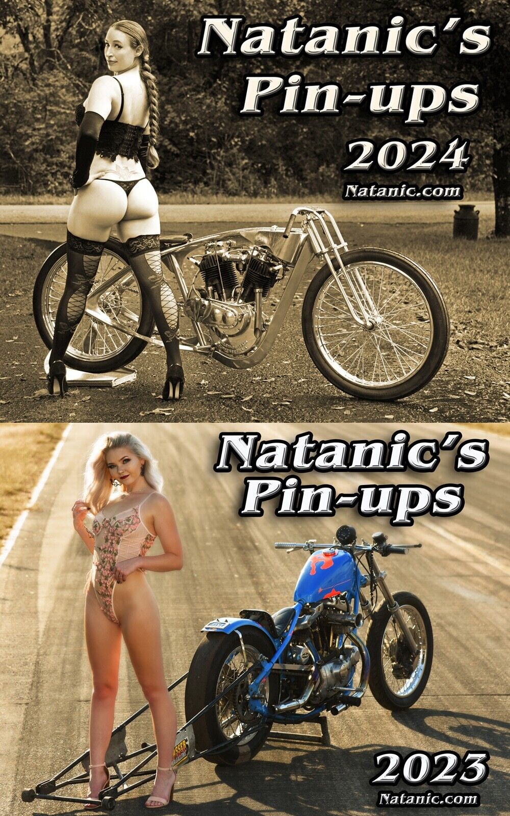 NATANIC'S Pin-ups 2023 & 2024 Biker Babe calendars - 2 calendar deal
