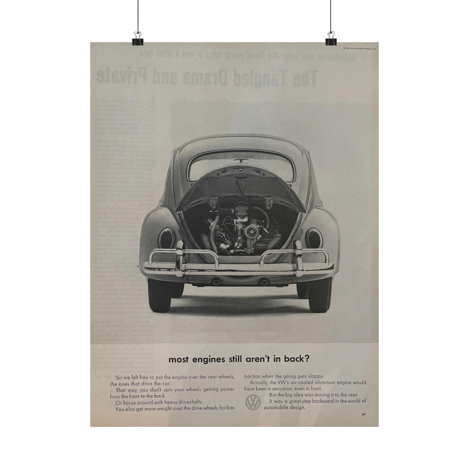 Volkswagen Beetle VW Bug Poster - VW Advertising Ad Print Mid Century Wall Art