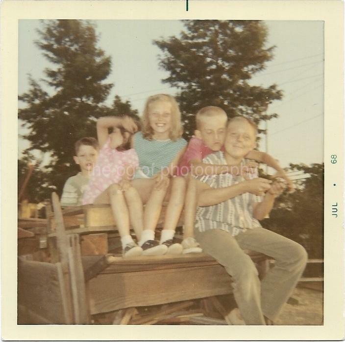 FOUND PHOTOGRAPH Color 1960\'s KIDS CHILDREN Original Snapshot VINTAGE 111 24 G