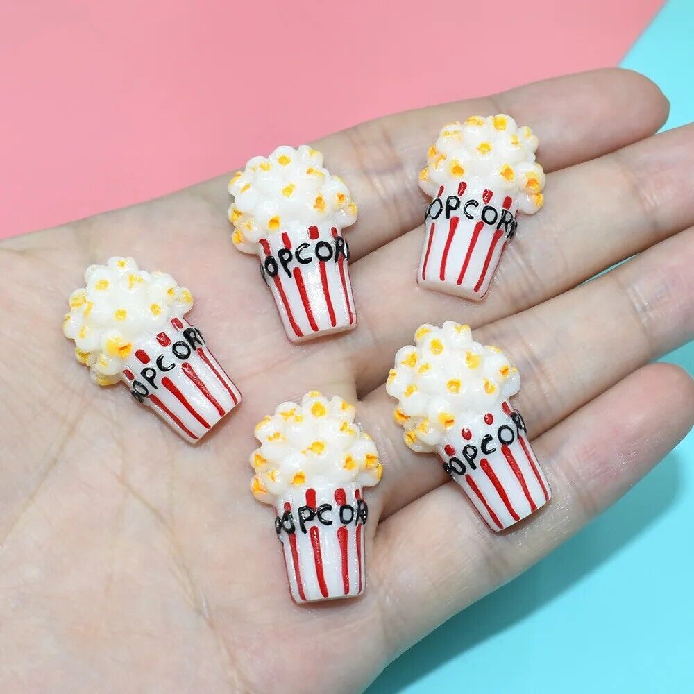 10pcs Resin Mini Popcorn Flatback Charms Embellishments Miniature