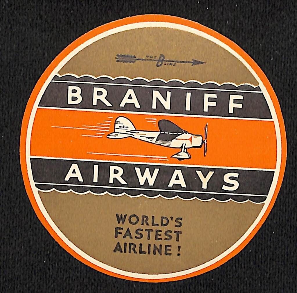 Braniff Airways World's Fastest Airline B-Line 1930's Gum Airline Label Scarce