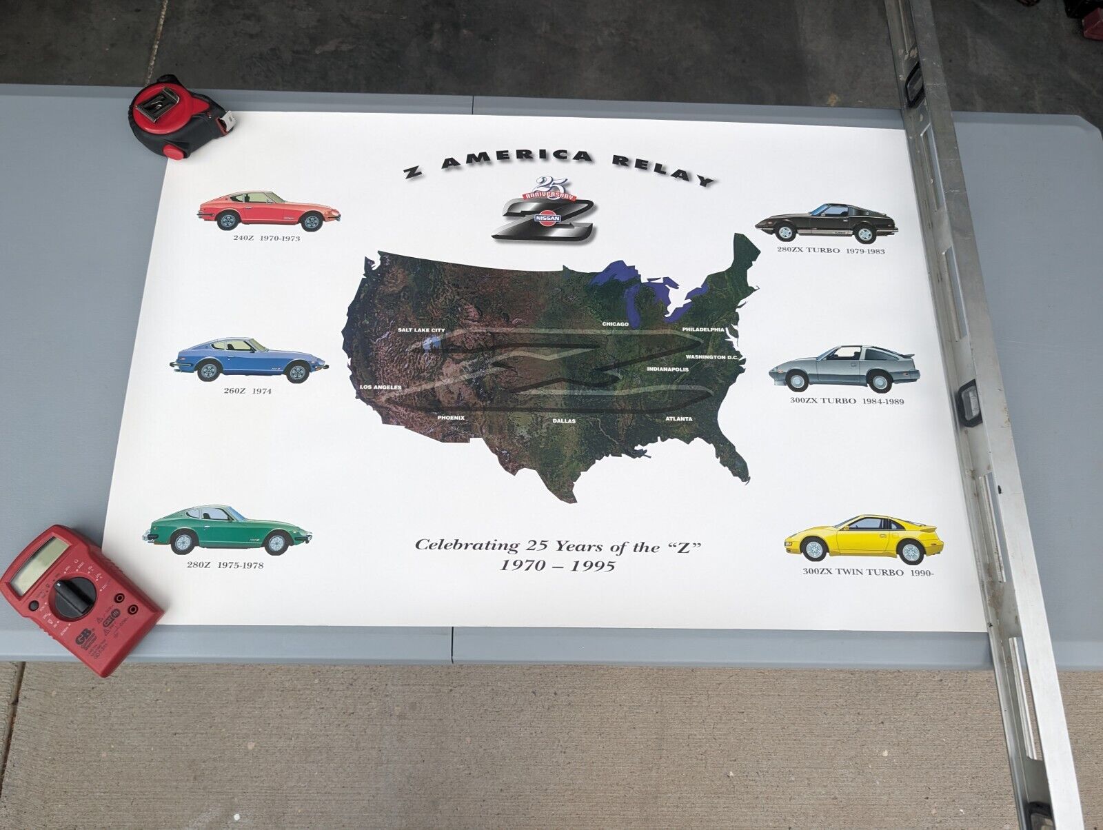 1995 Nissan Dealer Advertising Poster Sign 25 Years Of Z. Z America Relay 