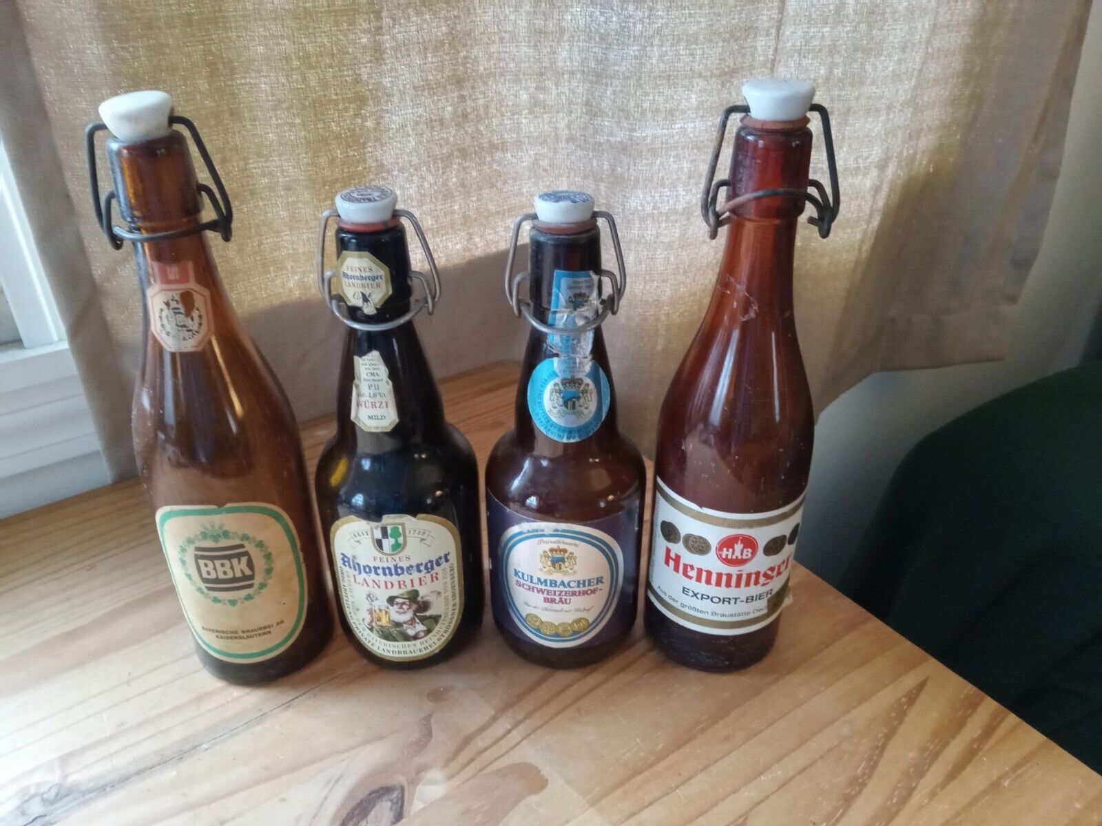Lot Of 4 Vintage German Beer Bottles with ceramic Caps