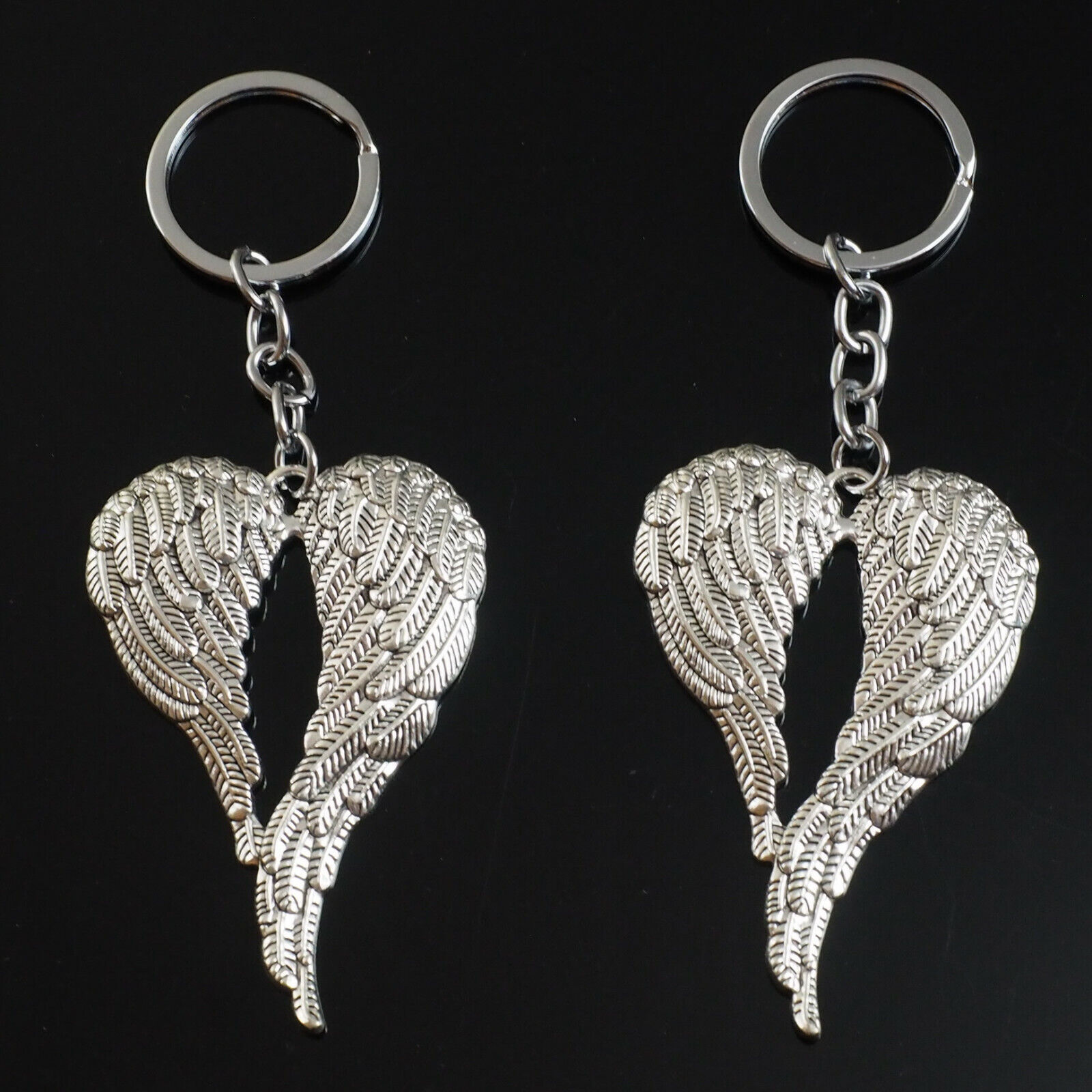 2x PCS - Angel Wings Heart Shape Feathers Charm Pendant Keychain Key Chain Gift