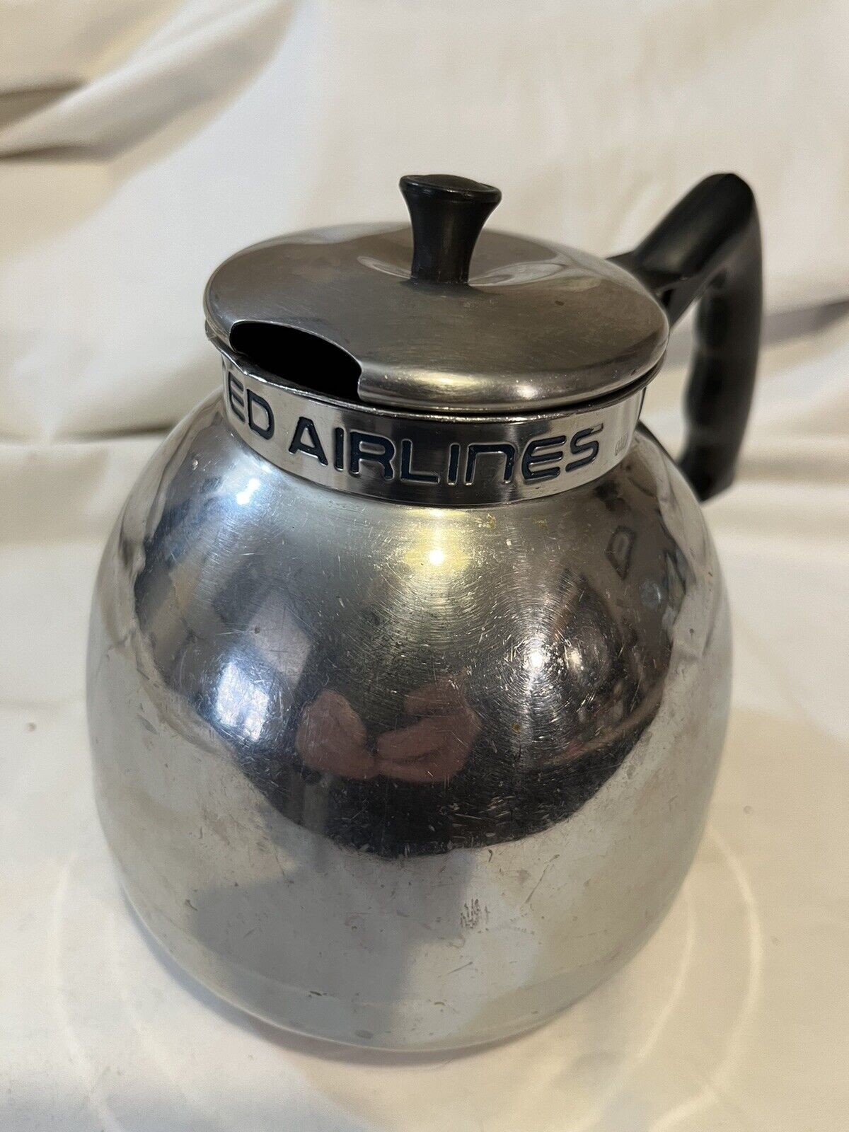 Vintage UNITED AIRLINES Galley Stainless Coffee Tea Server Pot