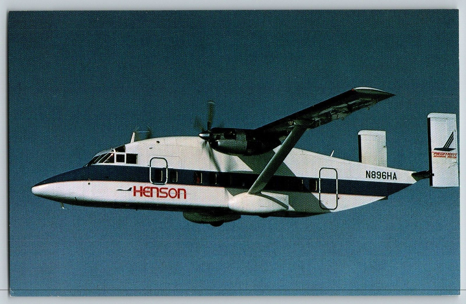 HENSON AIRLINES The Piedmont Regional Short SD3-30 - Airplane - Vintage Postcard