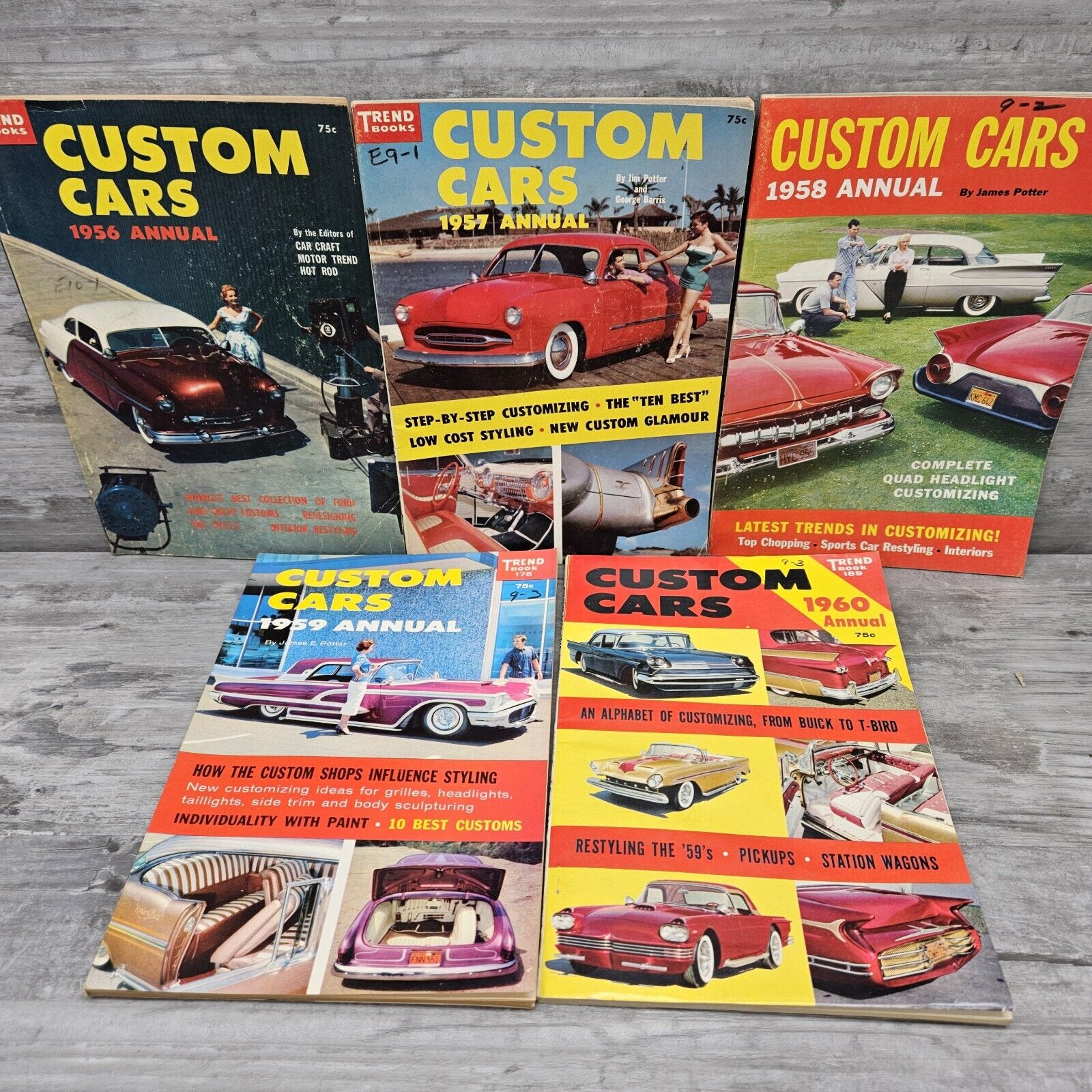 Custom Cars Annual Magazine Trend Book Vintage 1956 1957 1958 1959 1960 Lot (5)