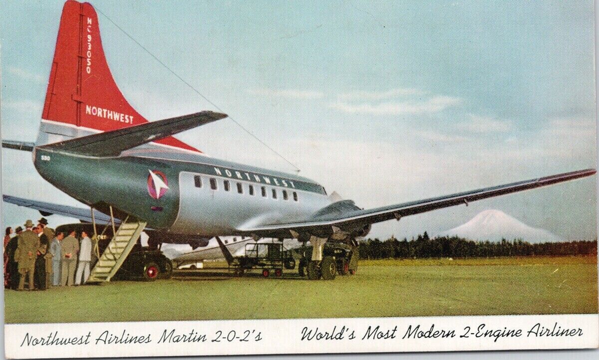 Northwest Airlines Martin 2-0-2\'s NWA Advertising Unused Postcard G11