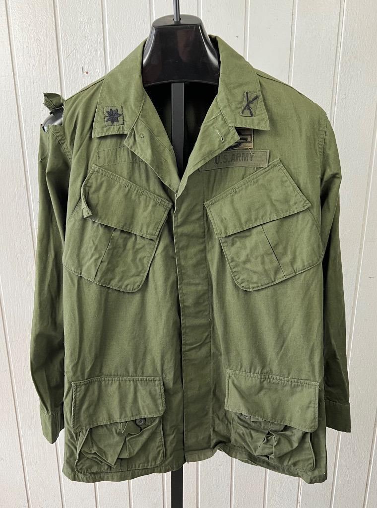 Vtg 67' Army Shirt sz Med Vietnam Tropical Green Jungle Fatigue OG-107 DAMAGED