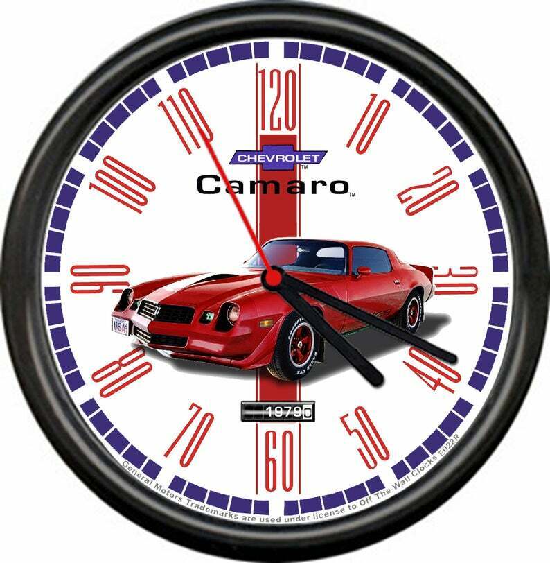 Licensed 1979 Chevy Camaro Red Muscle Car General Motors Retro Sign Wall Clock
