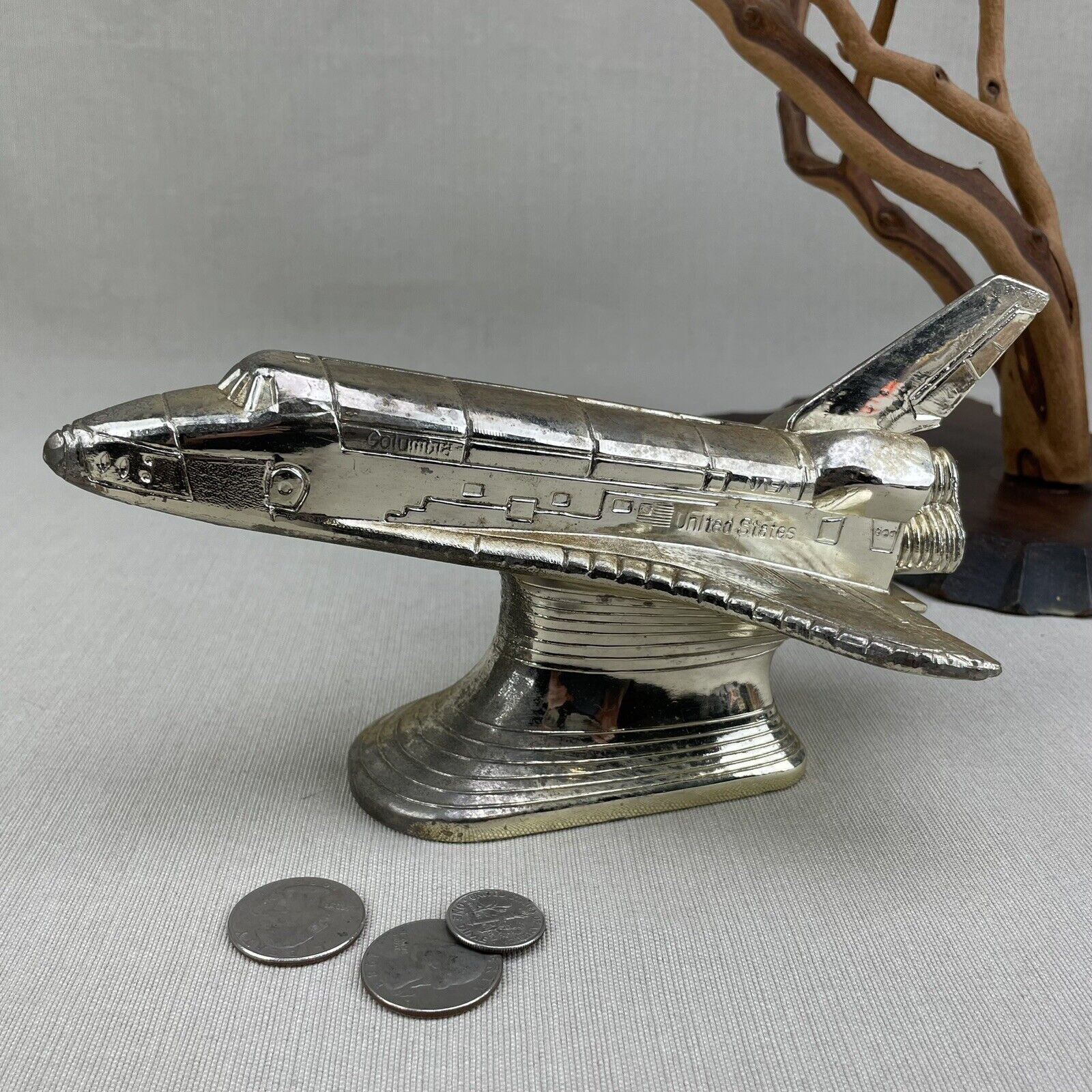 NASA Columbia Space Shuttle Vintage Leonard Silver Plate Cast Metal