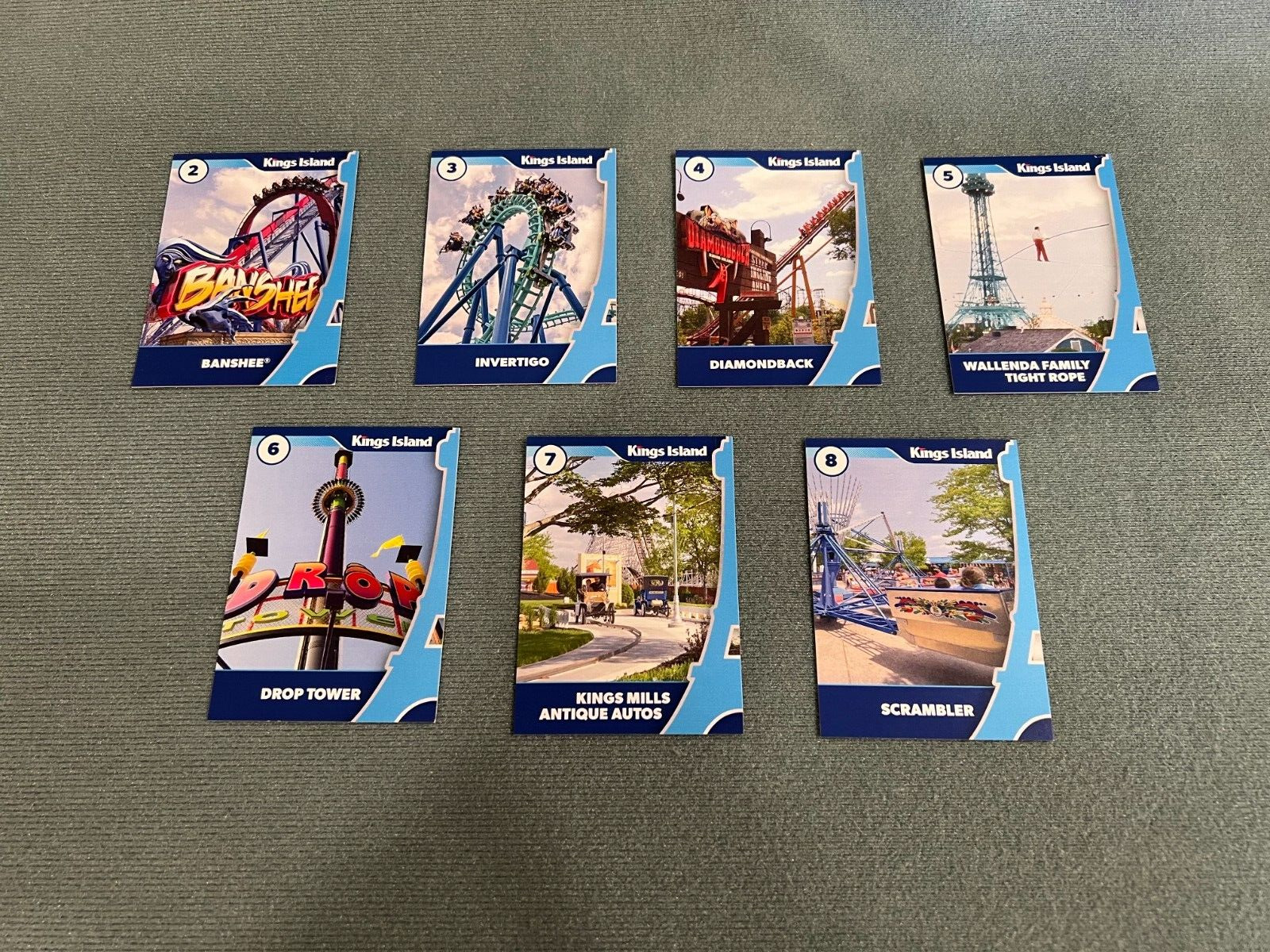 Kings Island 2024 Opening Day Ride Anniversary Trading Cards #2-8
