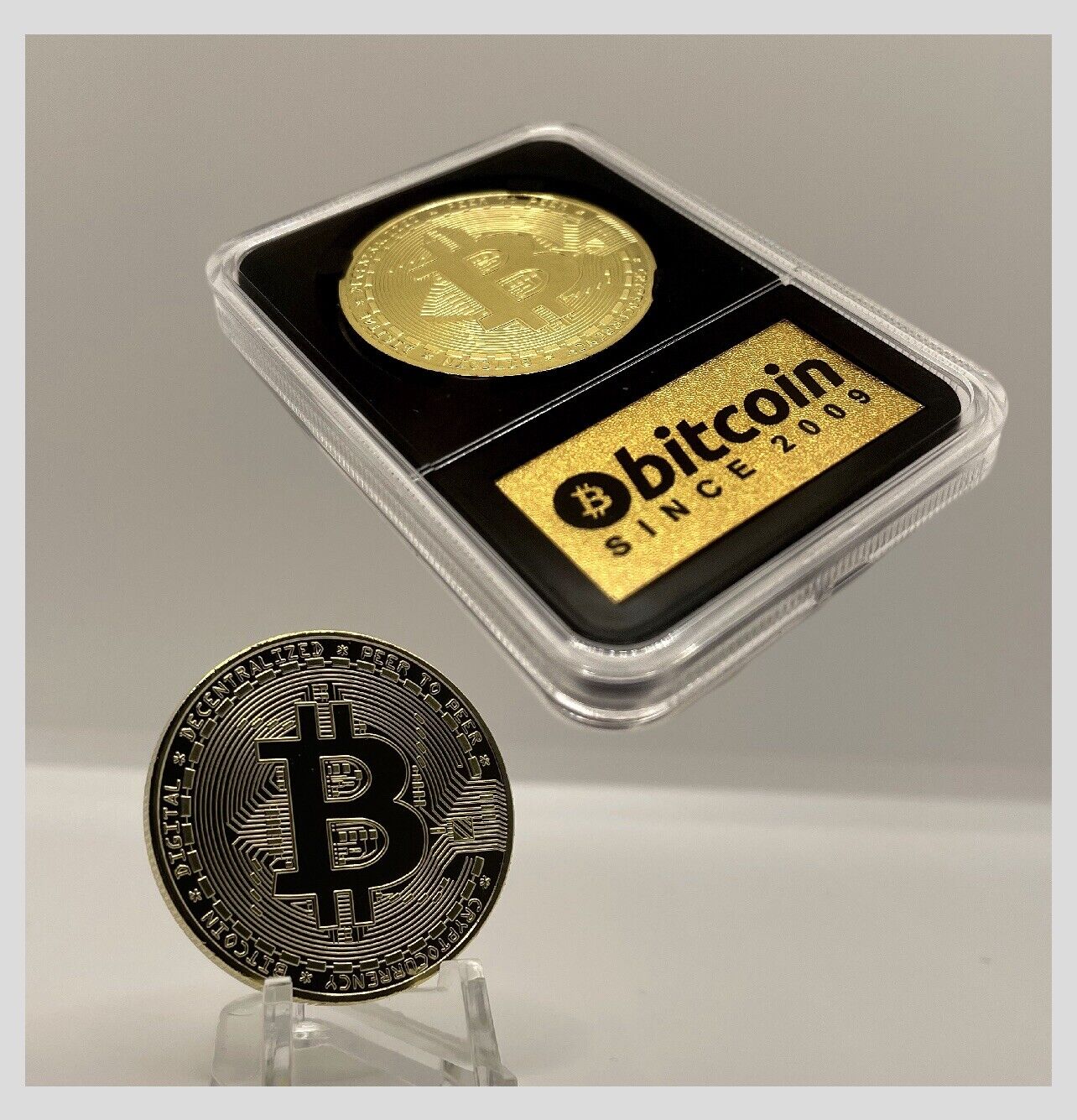 BITCOIN- Limited Edition Display Case / Cryptocurrency￼ PLUS $Free$ Crypto Coin