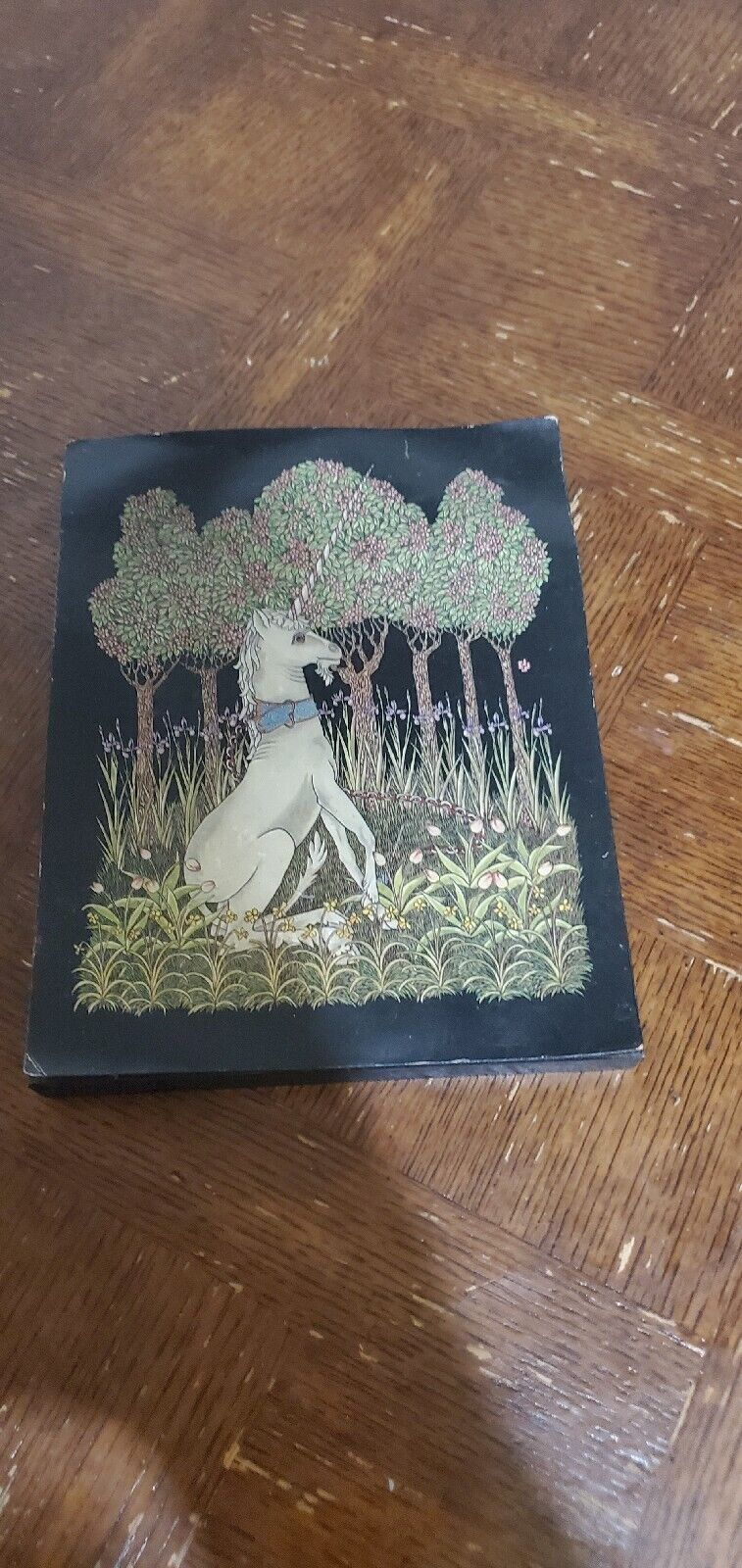 Vintage Picture Of Unicorn In Forest