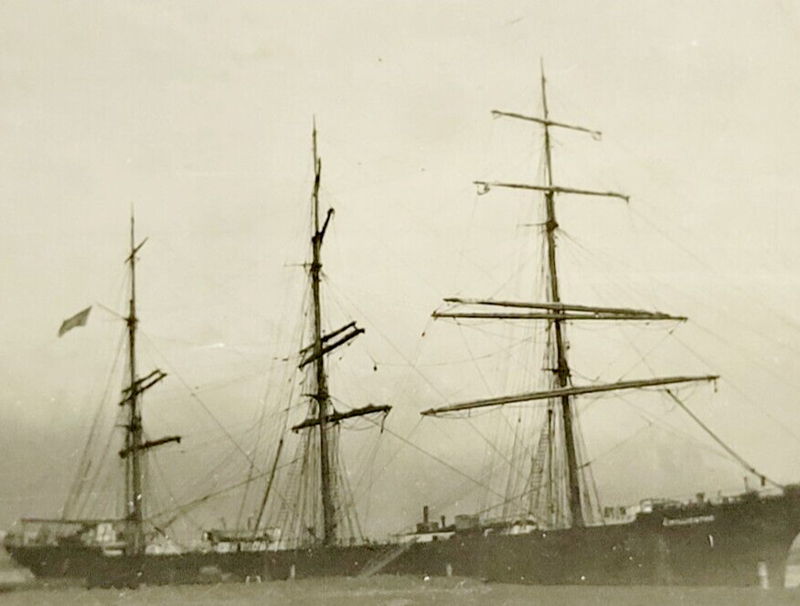 Rare 1927 Photo Damaged American Ship CHILLICOTHE in Sydney Harbor Sails Boat