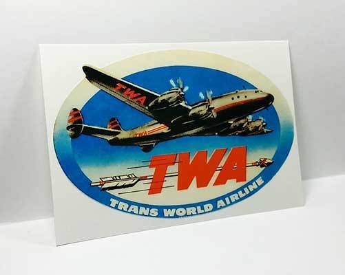 TWA Vintage Style Travel Decal / Vinyl Sticker,Luggage Baggage Label