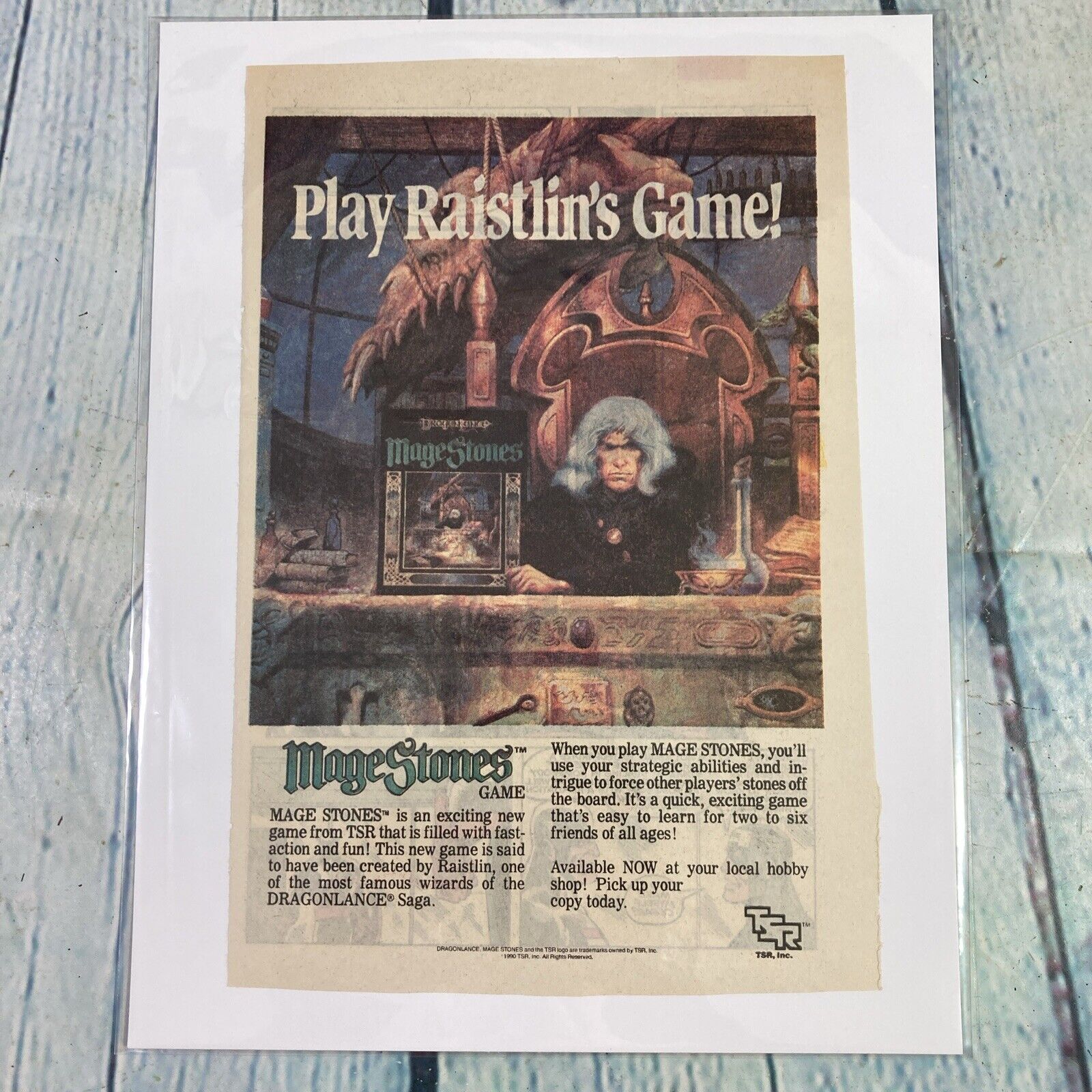 Vintage 1991 TSR Mage Stones Game Print Ad / Poster Comic Promo Art Raistlin