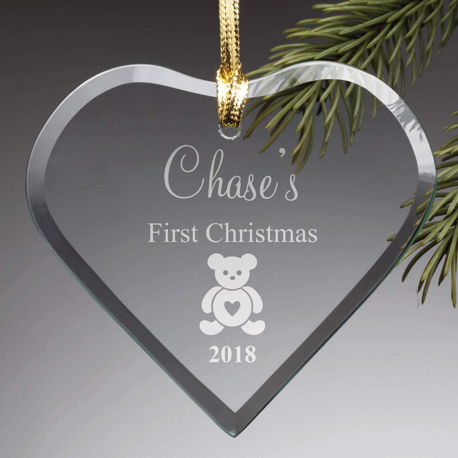 Personalized First Christmas Glass Ornament