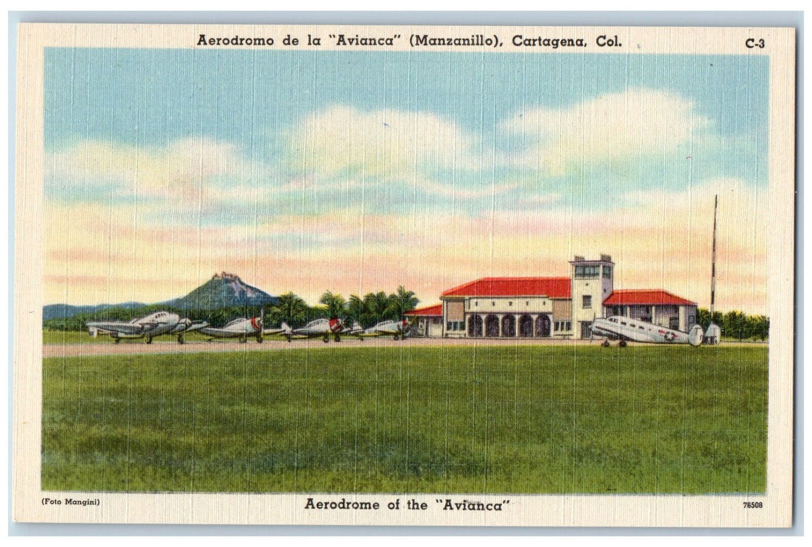 Cartagena Colombia Postcard Aerodrome of the Avianca Manzanillo c1940\'s