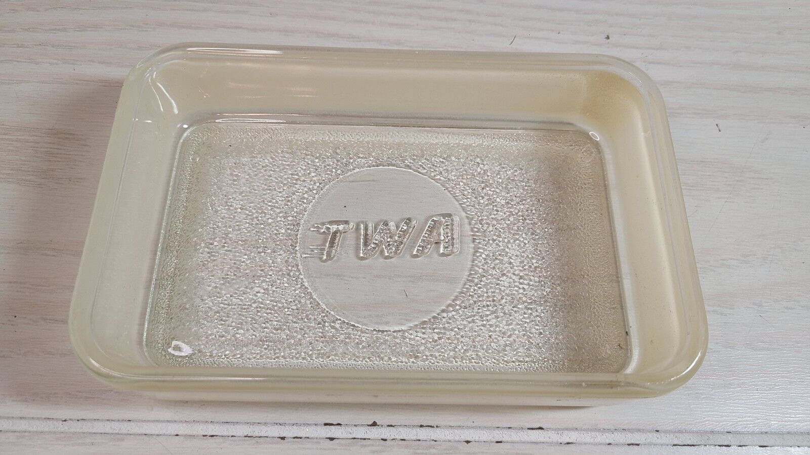 Vintage TWA Airlines Glass Dish Advertising Rare