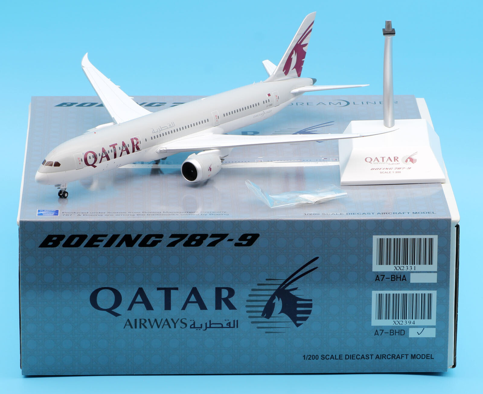 JC Wings 1:200 XX2394 Qatar Airways Boeing B787-9 Diecast Aircraft Model A7-BHD