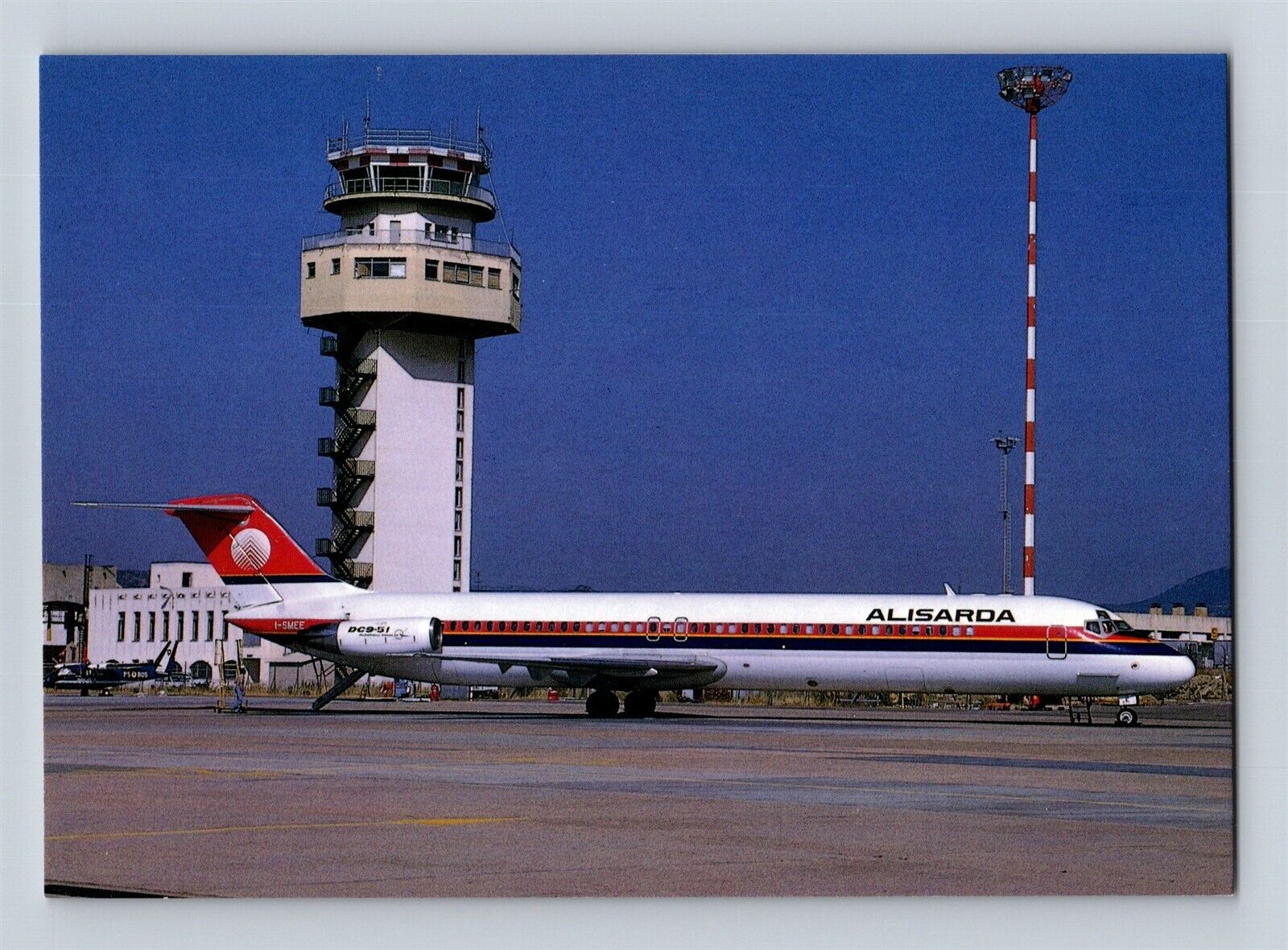 Aviation Airplane Postcard Alisarda Airlines Olbia Sardinia DC-9-51 Tower H15