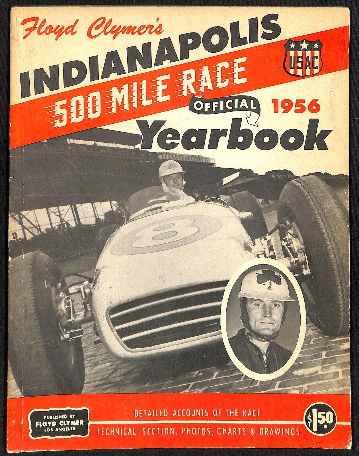 1956 Indy 500 Floyd Clymer\'s Indianapolis Yearbook IMS 112pp - VGC