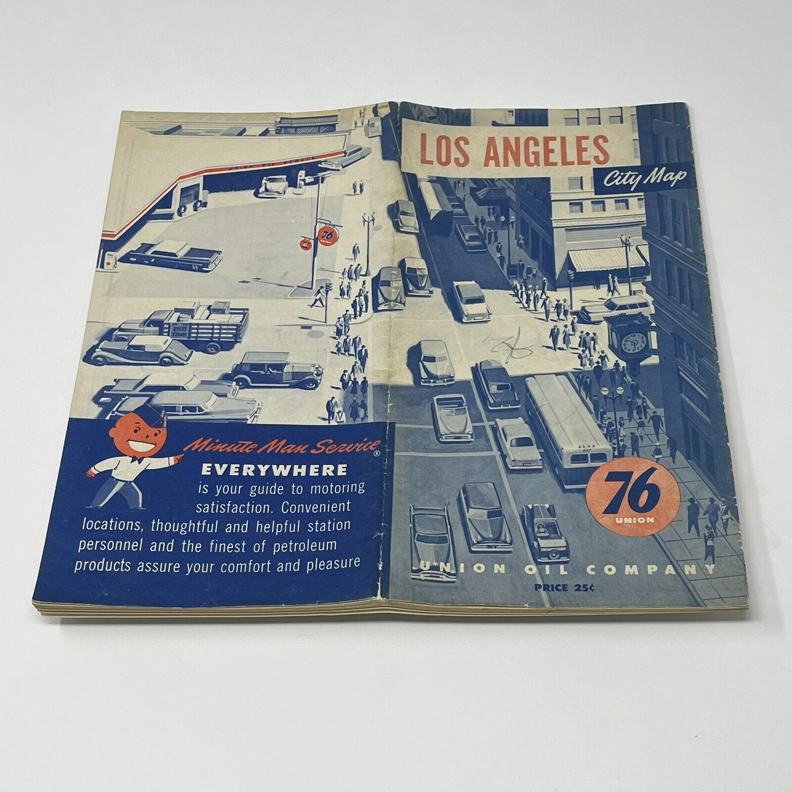 1950's Union 76 City Street Map Los Angeles CA Minute Man Service Parks Booklet