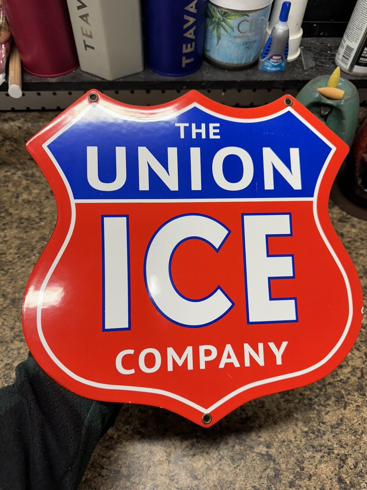 UNION ICE COMPANY PORCELAIN STEEL SIGN TRUCK DELIVERY DRINK SODA POP