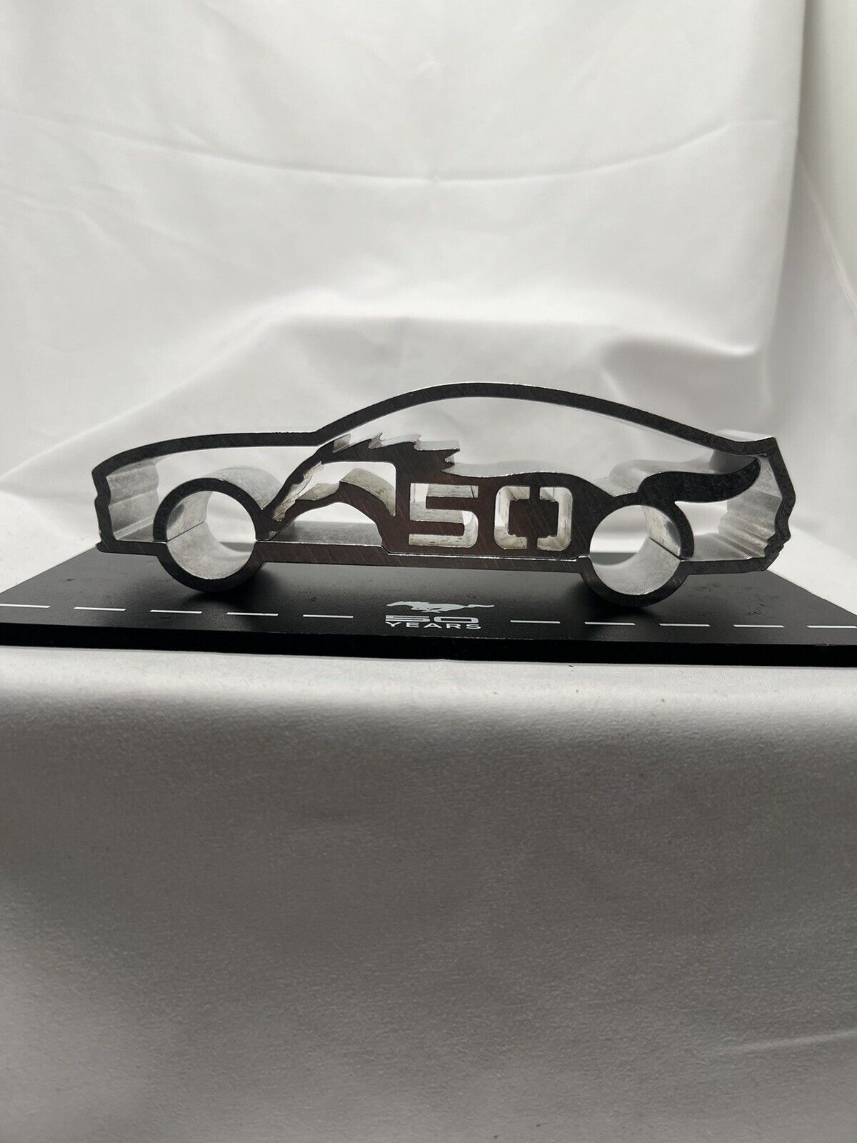 FORD MUSTANG 50 YEARS, aluminum 2 piece extrusion car W/Base