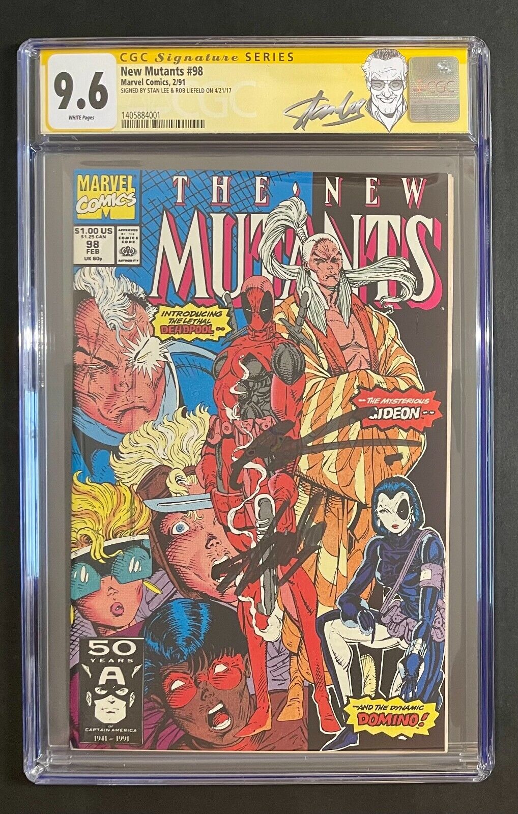 The New Mutants #98 CGC 9.6 SS Signed Stan Lee Rob Liefield Marvel 1991 Deadpool
