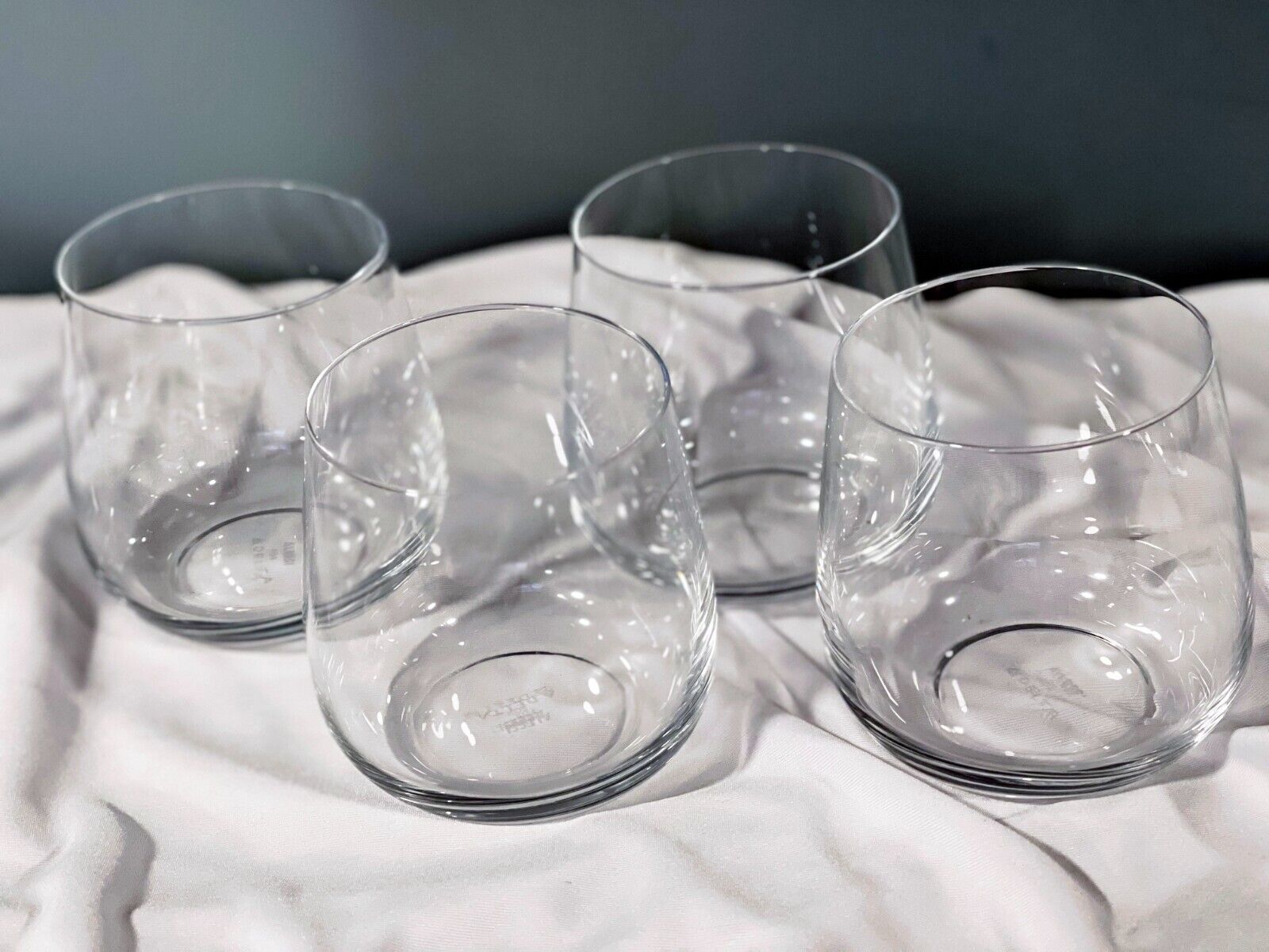 NEW ALESSI FOR DELTA AIRLINES SHORT STEMLESS WINE GLASS 4 GLASSES FOR ONE PRICE