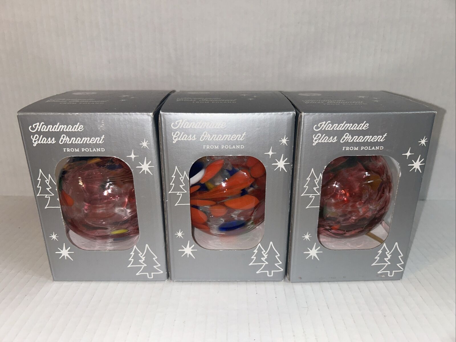 Zorza Polish Blown Art Glass Ball Christmas Ornament 3.5