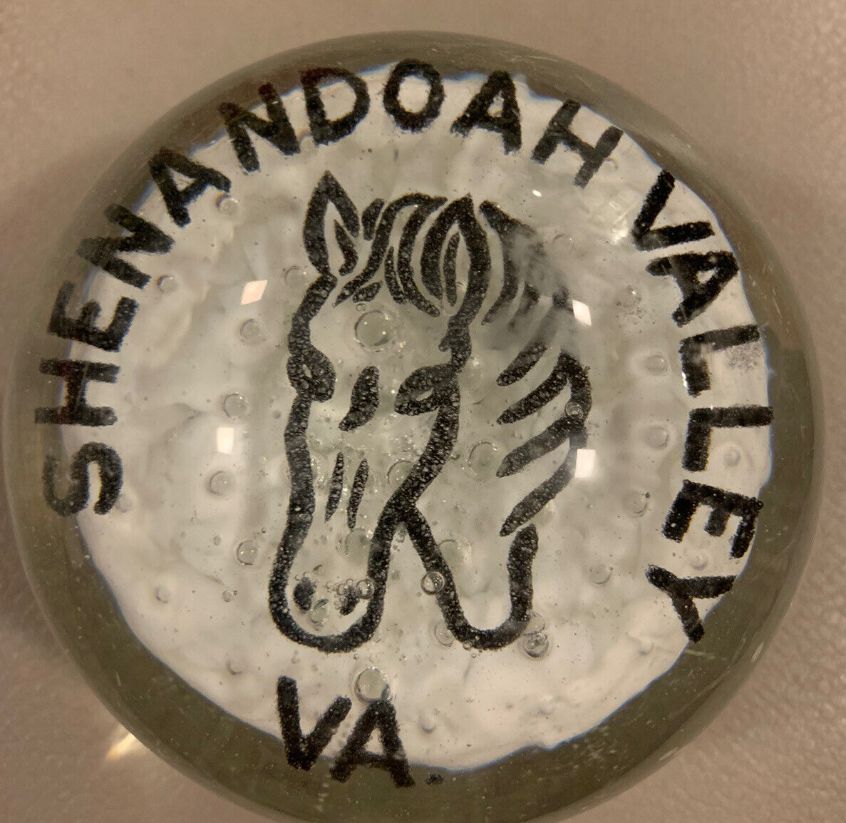 Vintage Paperweight Shenandoah Valley Virginia Horse Rare Unique 
